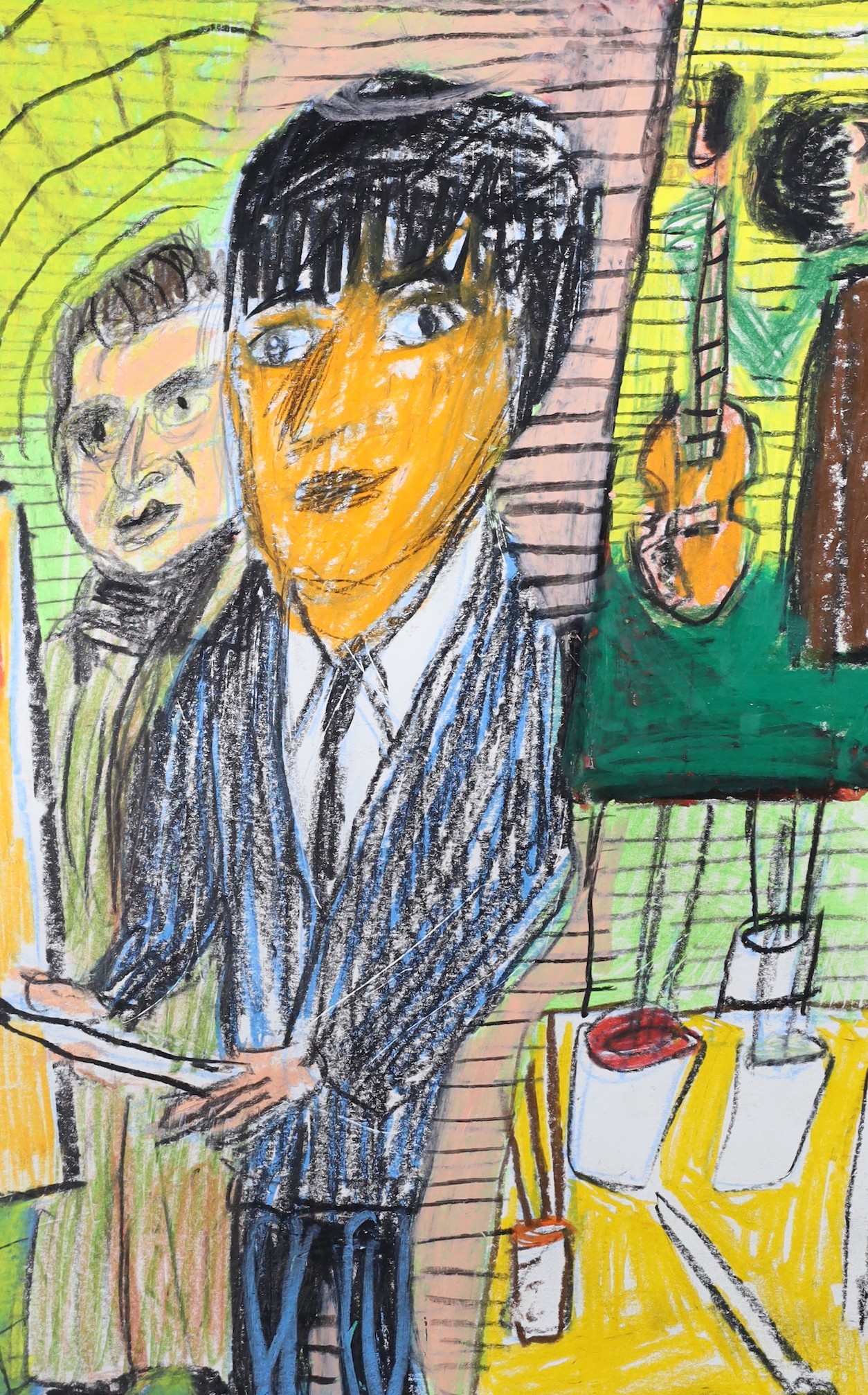 Matthew Collings (1955-), mixed media on paper, 'Paul McCartney dreams of being Francis Bacon', signed, inscribed and dated 2021 verso, 29.5 x 20cm, unframed
